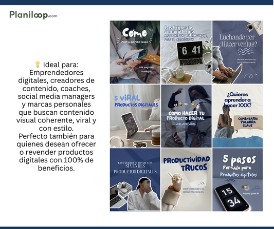 Blue Aesthetic Carousels – Pack de Carruseles Estéticos (MRR + PLR)
