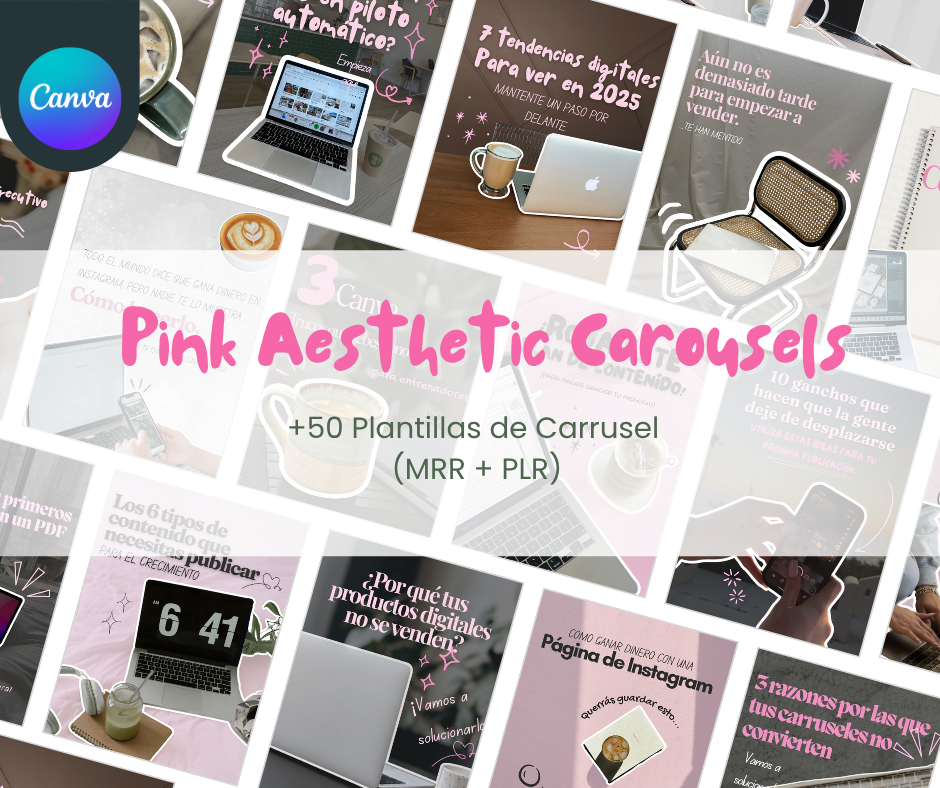 Pink Aesthetic Carousels – Pack de Carruseles Estéticos (MRR + PLR)