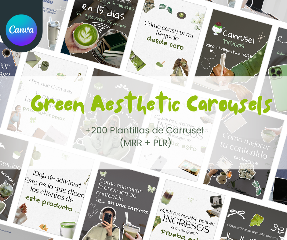 Green Aesthetic Carousels – Pack de Carruseles Estéticos (MRR + PLR)