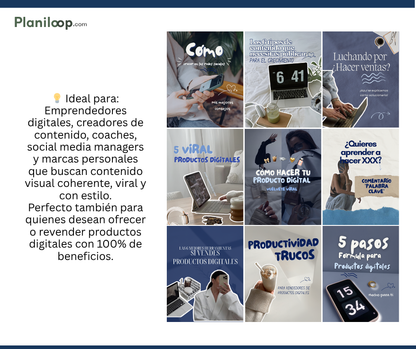 Blue Aesthetic Carousels – Pack de Carruseles Estéticos (MRR + PLR)