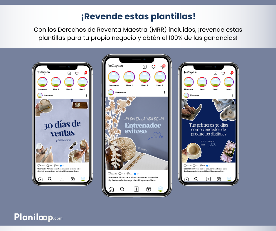 Blue Aesthetic Carousels – Pack de Carruseles Estéticos (MRR + PLR)